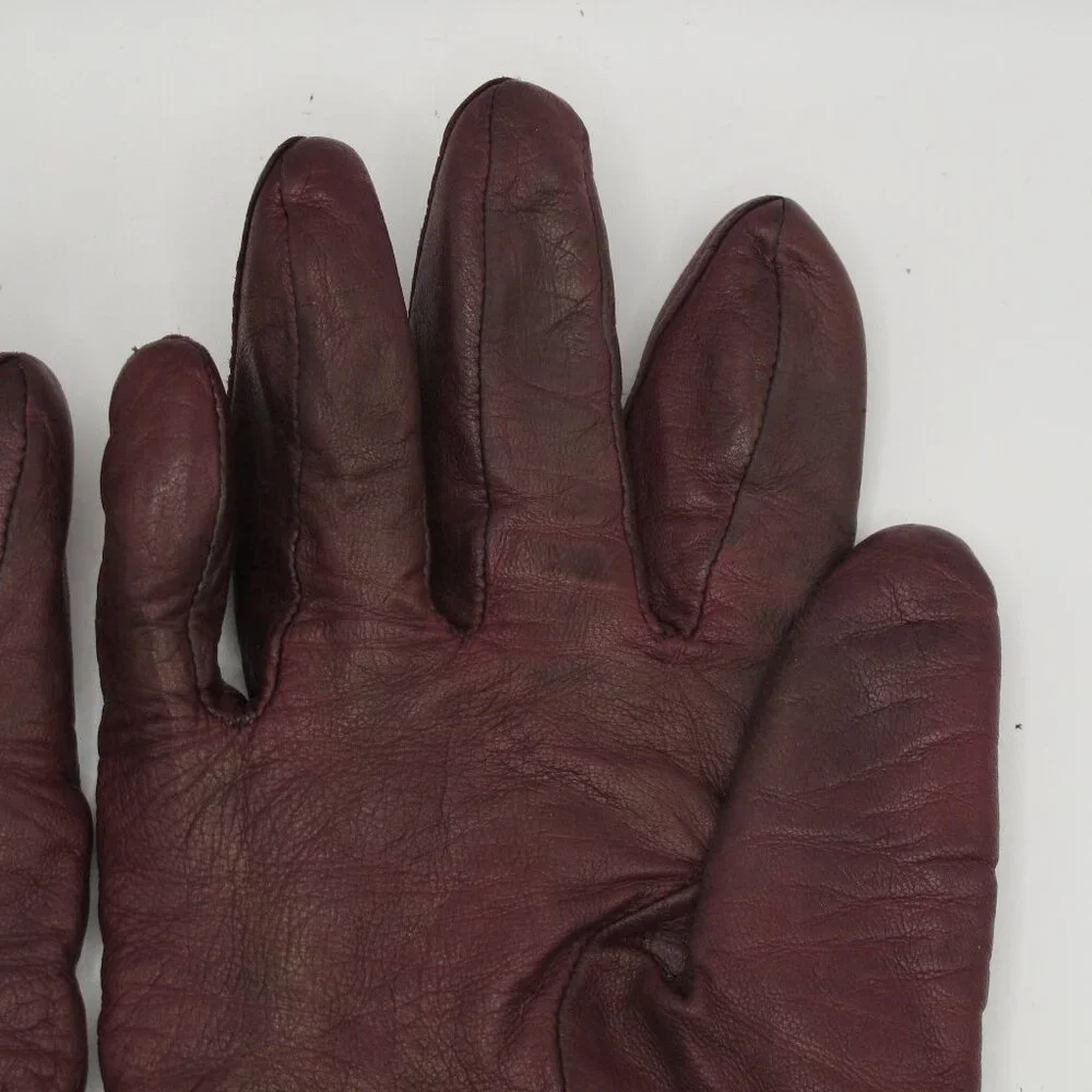 Grandoe cranberry ladies leather gloves with cashmere lining 7.5